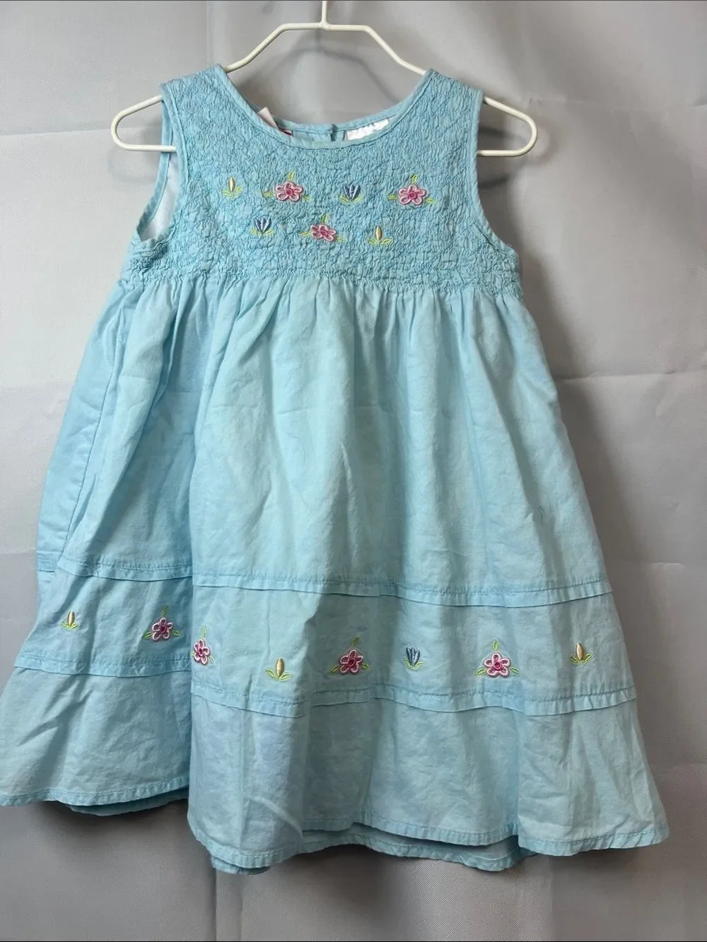 Baby Togs blue smocked embroidered cotton dress size 2T